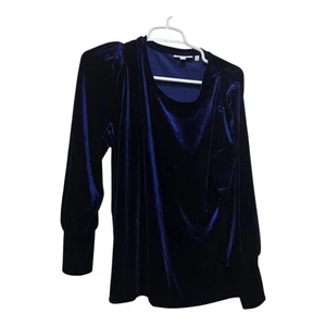 Top Chico’s in velluto taglia 3 XL blu navy blusa manica lunga - Foto 1 di 10