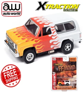 Auto World Xtraction '79 Chevy Blazer Blanco con Coche Ranura HO Rojo y Amarillo - SC407 - Imagen 1 de 6
