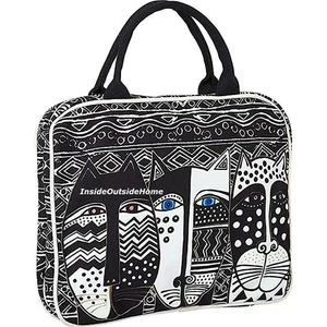 Bolso de viaje cosmético Laurel Burch gato floreciente felino LG/artesanía/mediano/tech SML/trabajo - Imagen 1 de 6