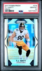 2017 Panini Prizm Football Card #216 TJ T.J Watt Rookie Silver Graded PSA 10 - Picture 1 of 2
