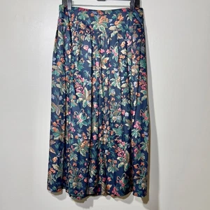 Vintage Herman Geist Floral Skirt Women Size 14 Pleated Cottagecore Holiday Fall - Picture 1 of 8