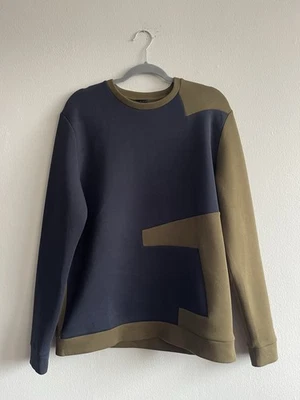 COS Mens Colorblock Sweater Sz Small Navy Green Pullover Geometric Pattern - Image 1 of 4