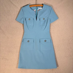 Veronica Beard blau Utility Style Kurzarm Etuikleid Größe 6 ruhig Luxus - Bild 1 von 15