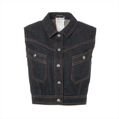 香奈儿可可纽扣 E97 棉牛仔背心 36 女士蓝色靛蓝 PO7727V05664 — 第 1/4 张图片