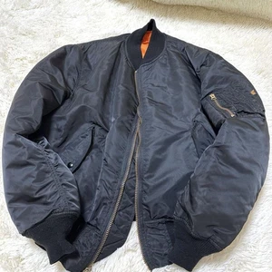Alpha Industries MA-1 Jacket Black Large USA Vintage Used - Picture 1 of 7