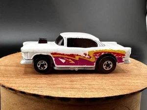 1978 Hot Wheels 55' Chevy Bel Air Blackwalls White Purple Flame Diecast Toy Car - Picture 1 of 9