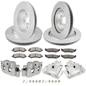 Pinzas de freno delanteras y traseras rotores + pastillas de cerámica para Dodge Ram 1500 2009-2018 - Imagen 1 de 9