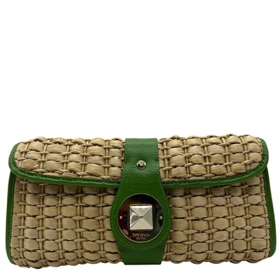 Bolso de Mano Kate Spade Marrón Y Verde Paja Mimbre Ava Foto 1 de 4