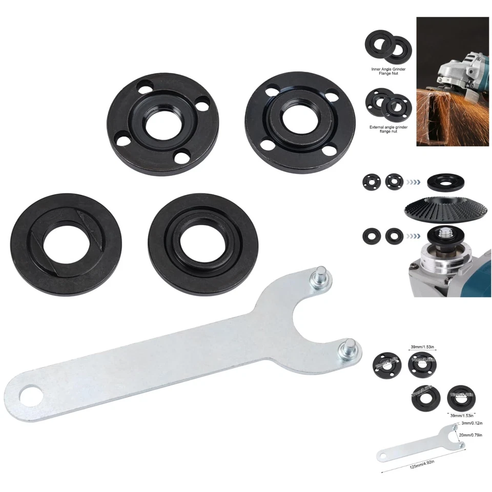4 Stück Ersatzteile für Winkelschleifer Zubehör mit 125mm Flex Schlüssel und ... - Bild 1 von 2