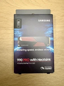 NEU VERSIEGELT Samsung 990 Pro 1TB SSD mit Kühlkörper PCIe 4.0 7.450 MB/s intern - Bild 1 von 3