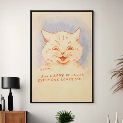 Arte de pared en lienzo/póster I Am Happy Because Everyone Loves Me de Louis Wain Foto 1 de 2