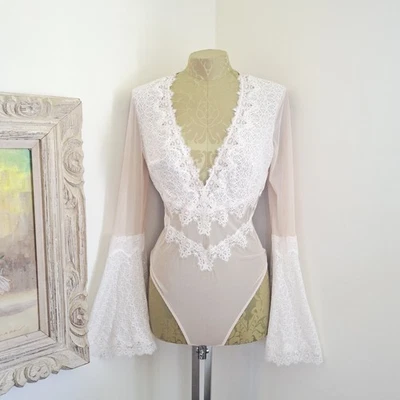 Victoria's Secret Dream Angel Boho Festival Rave Fairycore Lace Bodysuit Large - Image 1 of 4
