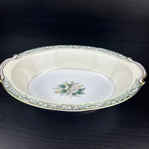 Plato para servir Noritake China White Rose Mystery #14 porcelana ovalado 11"x8" Japón - Imagen 1 de 10