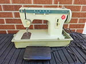 Vtg Singer Fashion Mate 257 Electric Enameled Metal Sewing Machine With Pedal - Picture 1 of 10