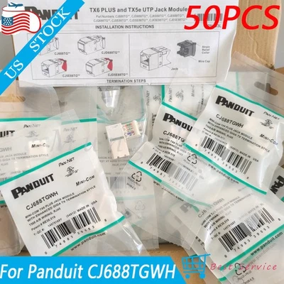 Box of 50PCS Jack Module For Panduit Giga TX CJ688TGWH Mini-Com CAT6 TX6-PlusUS