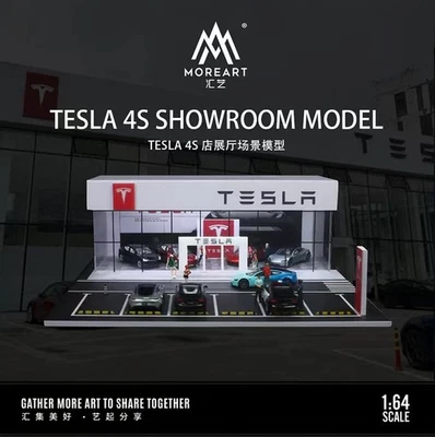 MoreArt 1:64 Tesla 4S Dealership Showroom - Lighted Scene Model - Image 1 of 2