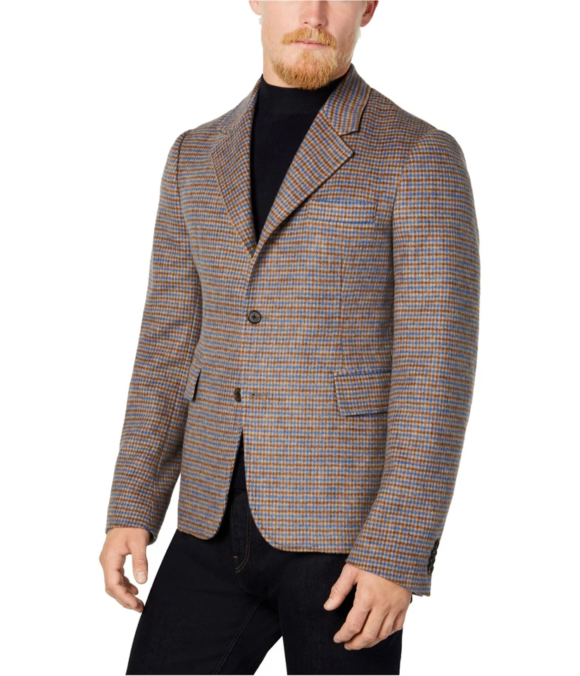 Chaqueta Blazer Michael Kors Para Hombres Pata de Gallo Tres Botones, Azul, 40 Regular Foto 1 de 1