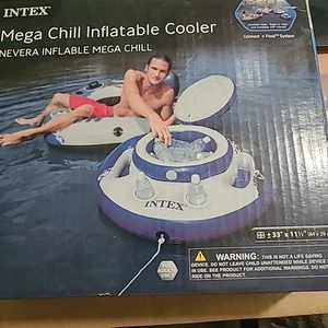 Intex Mega Chill aufblasbarer schwimmender 33 Zoll Getränkekühler Connect n Float System - Bild 1 von 5