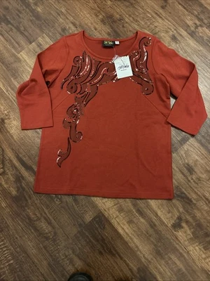 Top túnica bob mackie usable arte lentejuelas ruso, para mujer talla M nuevo con etiquetas Foto 1 de 4