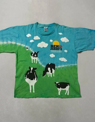 复古 90 年代液体蓝色 Ben & Jerry’s Euphoria Aop T 恤全印花 — 第 1/4 张图片