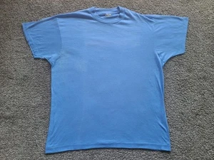 Vintage 80s Screen Stars Blank T-Shirt Light Blue Distressed Size L - Picture 1 of 6
