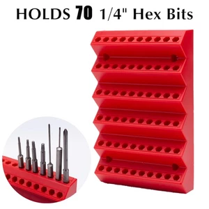 RED Drill Bit Storage Case Holder for 1/4 Inch Hex Shank Bit (Organizer Only) - Picture 1 of 14