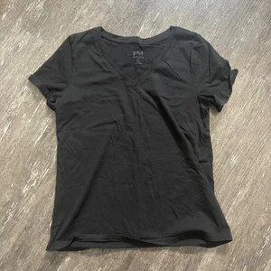 Pact Organic Cotton Black V-Neck Tee T Shirt Short Sleeve Womens Size S - Picture 1 of 3