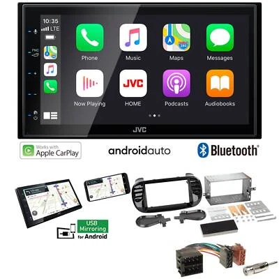 JVC 2-DIN Autoradio Apple CarPlay Android Auto für Fiat 500 ab 2007 piano black - Bild 1 von 4
