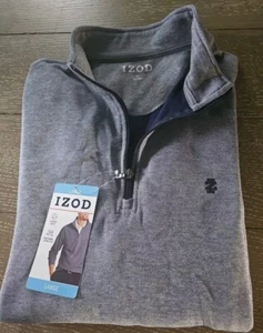 NWT IZOD Men LARGE Blue 1/4 Zip Pullover Shirt - Picture 1 of 4