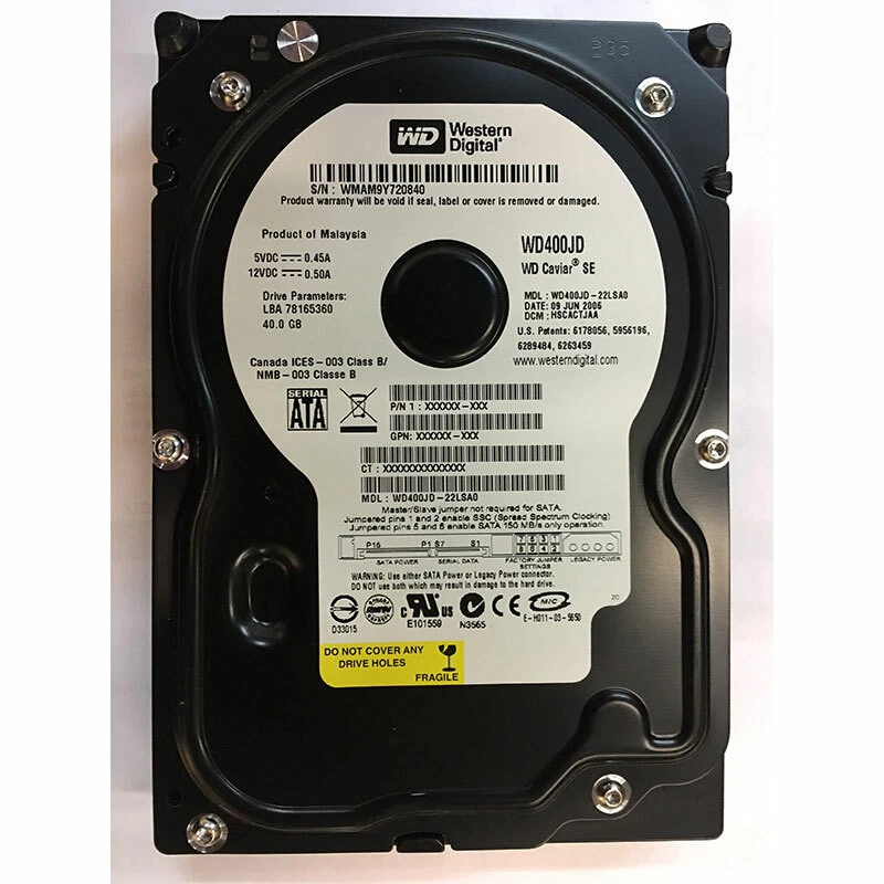 WD400JD - Western Digital 40GB 7200 RPM SATA 3.5" HDD - Image 1 of 1