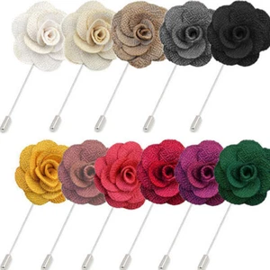 Mens Lapel Pin Handmade Rose Flower Boutonniere for Suit Wedding Brooch Jewe a - Picture 1 of 24