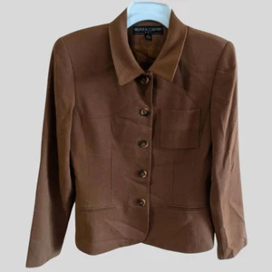 Kasper Brown Wool Blazer Women’s Size 6 Vintage Structured Career Office Jacket - Picture 1 of 10