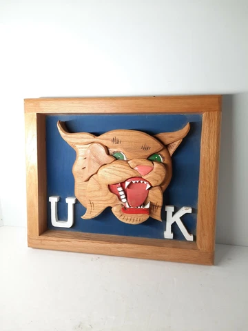 Kentucky Wildcats Handmade Wooden Wall Plaque Painted 12"x15" Free Shipping Cover