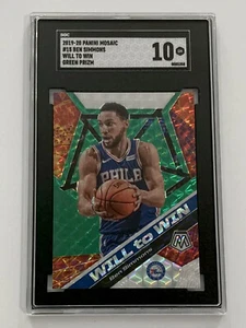 2019-20 Panini Mosaic #15 Ben Simmons Will to Win SGC 10 Gem Mint Green Prizm - Picture 1 of 2