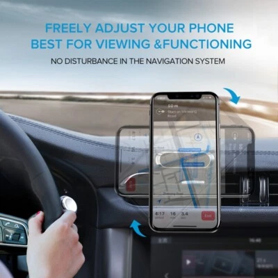 Magnetic In Car Mobile Phone Holder Dashboard Mount or Wall + Metal Sticky Plate - Image 1 of 4