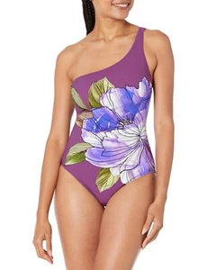 Gottex Women's Standard Wild Flower Shoulder One Piece, Plum/Multicolor Size 44 - Picture 1 of 2