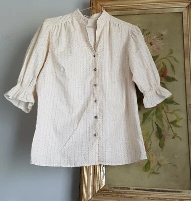 Blusa Campesina Original Distler Trachten Manga Abullonada Vintage Algodón Talla L  Foto 1 de 4
