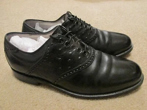 Men's Sz. 10C FootJoy Premiere Classics Dry Ostrich Saddle Shoes Leather Soles - Picture 1 of 10