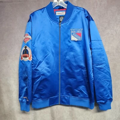 Chaqueta de bombardero satinada Mitchell & Ness NHL New York Rangers Stanley Cup L $150 nueva con etiquetas Foto 1 de 4