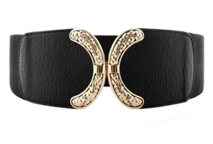 Wide Belt for Womens Ladies Elastic Stretch Interlock Buckle Thick Waist Band... - Picture 1 of 7