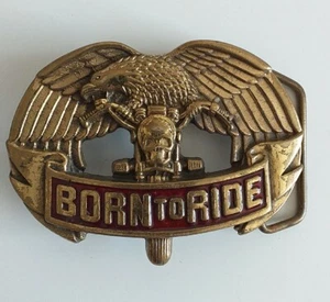 Vintage Baron Solid brass belt buckle 'Born To Ride' 1981 - Bild 1 von 2
