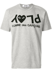 COMME DES GARCONS CDG PLAY UPSIDE DOWN LOGO GRAY T-SHIRT LARGE