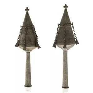 Paar marokkanisches Silber Tora Finale Rimonim circa 1920 Judaica - Bild 1 von 3