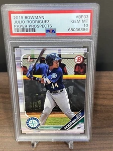 🚨💎 2019 Bowman JULIO RODRIGUEZ Paper 1st Prospect #BP-33 PSA 10 Mariners RC 🚢 - Picture 1 of 6