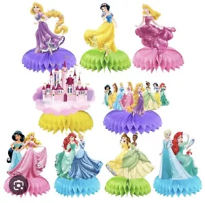 9 Pc Disney Princess Table Centerpieces 3D Double Sided Colorful Honeycomb - Picture 1 of 1