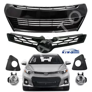 For 2014-2016 Toyota Corolla S Front Bumper Upper Lower Grille Fog Lights Set - Picture 1 of 7