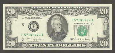 United States of America 20 Dollars 1988A; UNC; F-2076F; Jackson; Atlanta - Image 1 of 2