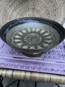 Vintage hand engraved Indian Brass BOWL metal art ethnographic 12”x5.5” - Picture 1 of 11