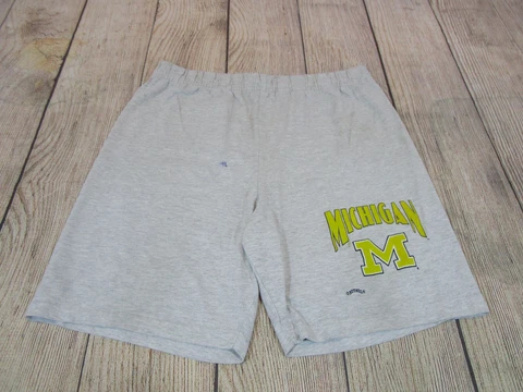 VTG Nutmeg Mills Michigan Wolverines Grey Logo Elastic Lightweight Shorts XL Cover