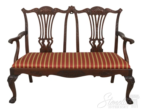 F23304EC: Vintage Carved Mahogany Chippendale Claw Foot Settee Cover